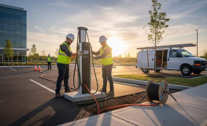 Installation borne de recharge à Saint-Paul